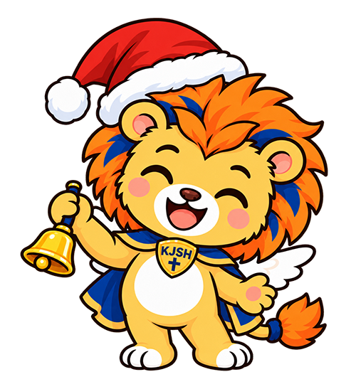 Leo 戴著聖誕帽輕搖金色手鈴
